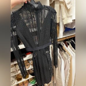 Revolve Black Sequin Bandage Dress Small